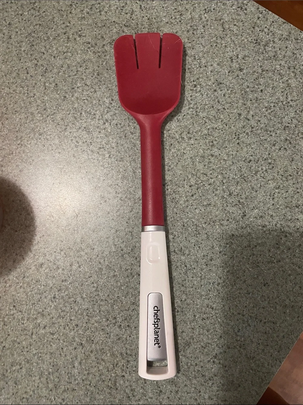 Chef'sPlaner Red Silicone Spoon Spatula with White Handle